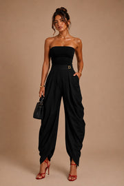 Black High-Waist Draped Trousers