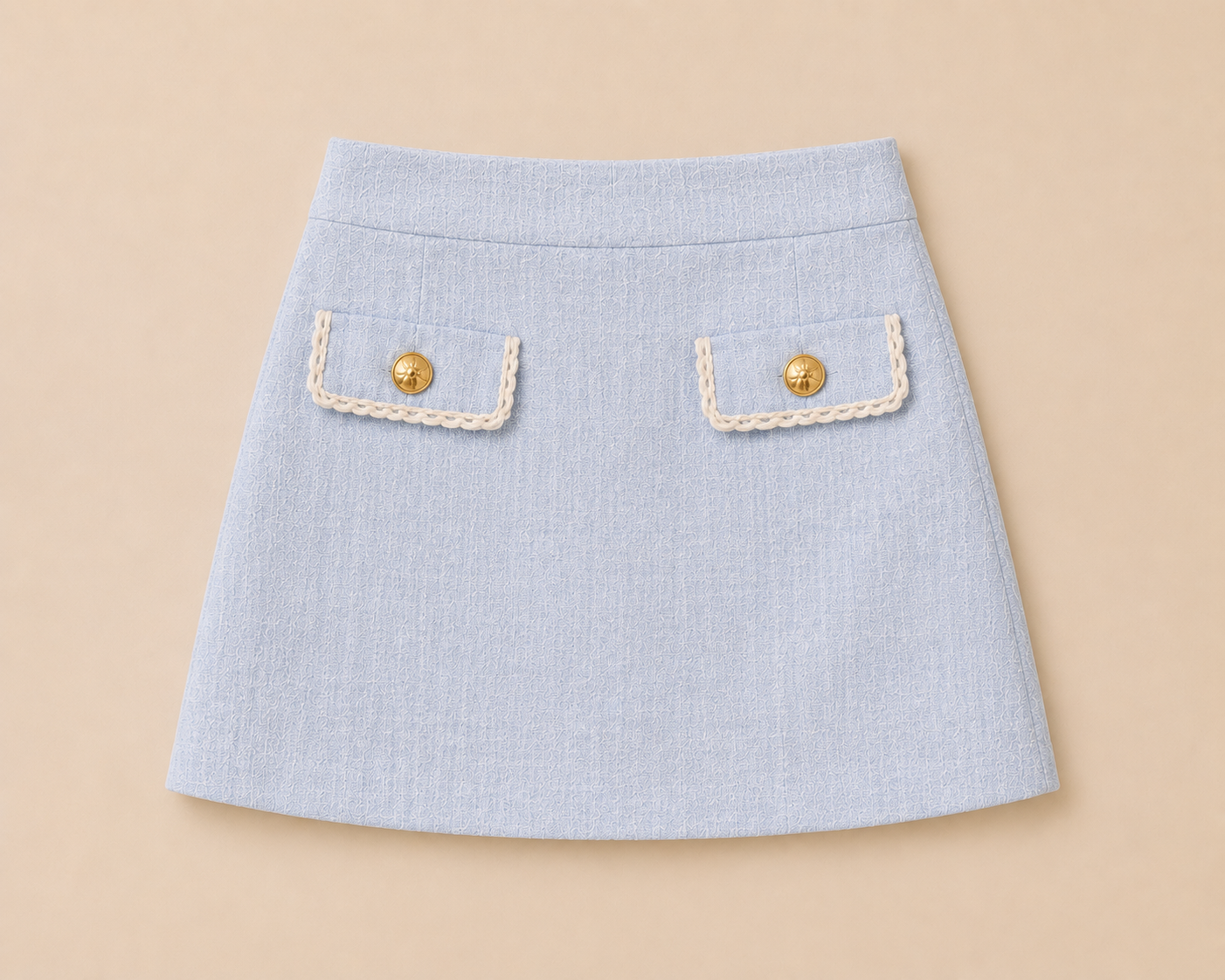 Powder Blue Tweed Mini Skirt