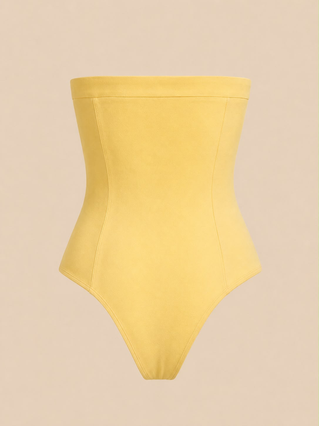 Strapless 'D' Hardware Thong Bodysuit in Butter Yellow