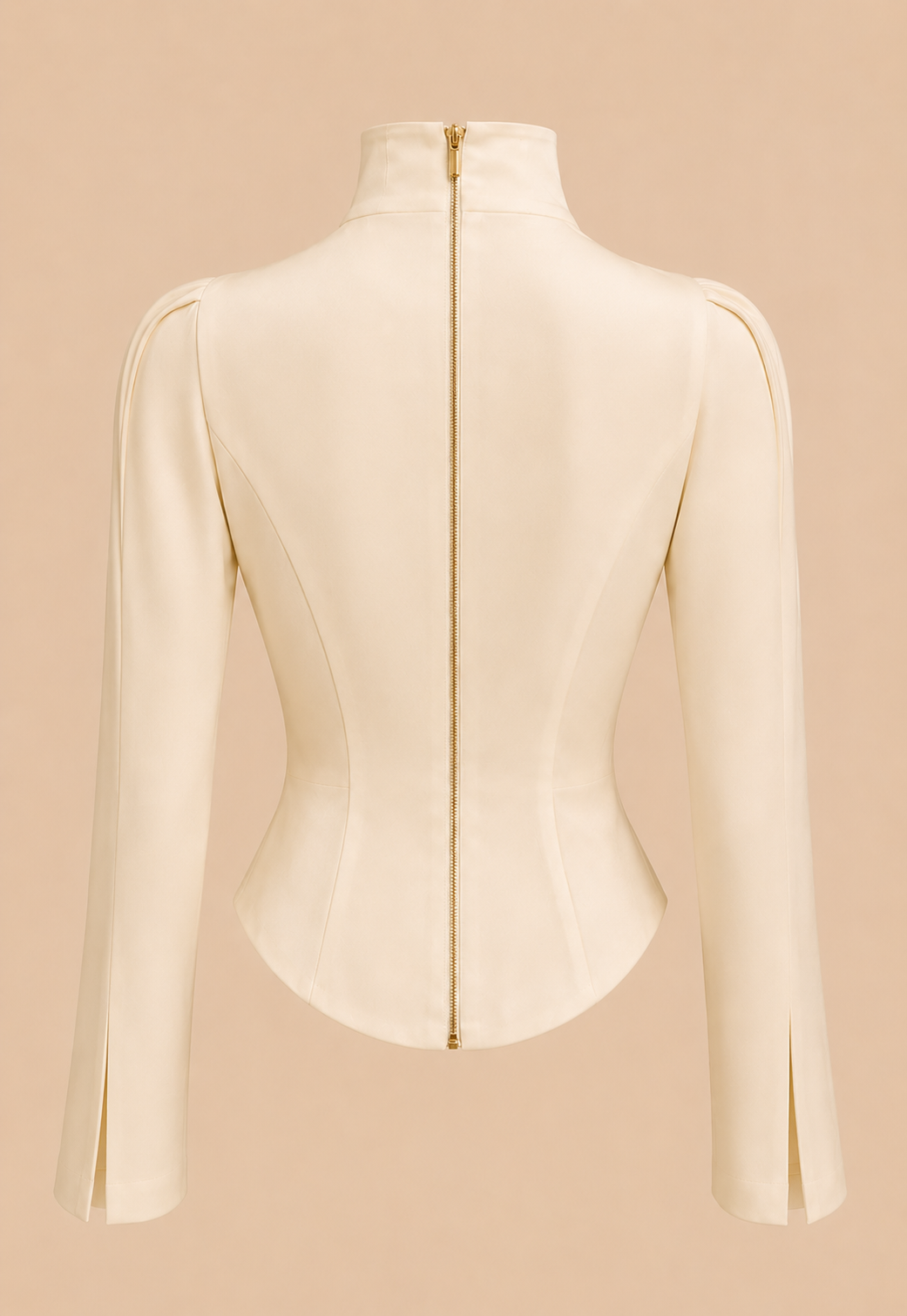 Ivory Rosette Button Draped Corset Blouse